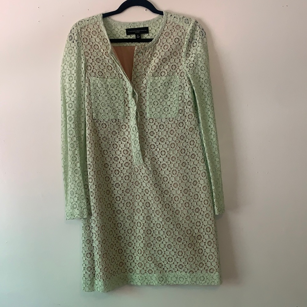 Victoria Beckham Green Lace Mini